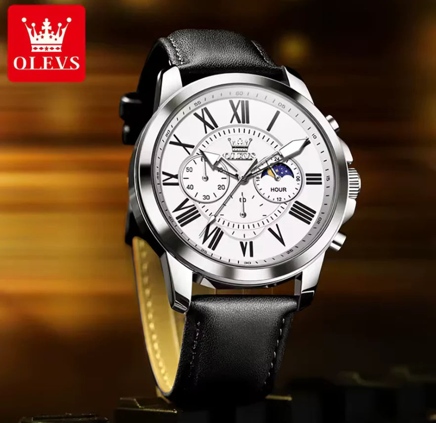 Элегантные роскошные часы из натуральной кожи