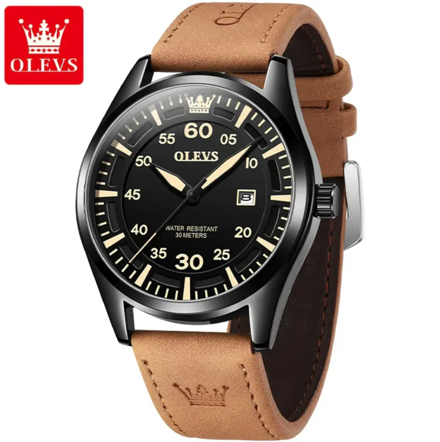 Роскошные мужские часы из натуральной кожи